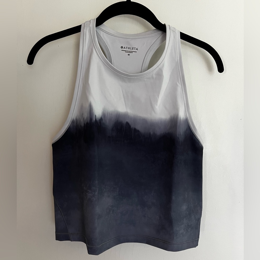 Athleta Shanti Watercolor Stripe Crop Tank Top | Size Medium